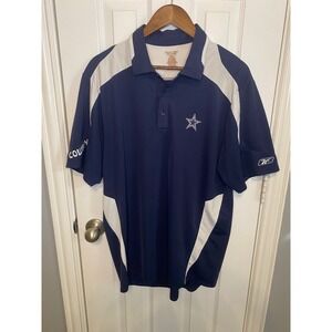 Reebok Dallas Cowboys NFL‎ Men's Large Polo Shirt Navy White Short Sleeve